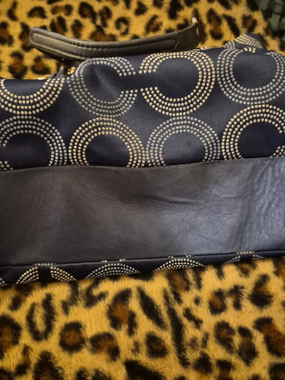 COACH Ashley Dotted Op Art Navy Blue Signature Carryall/Shoulder bag F20056